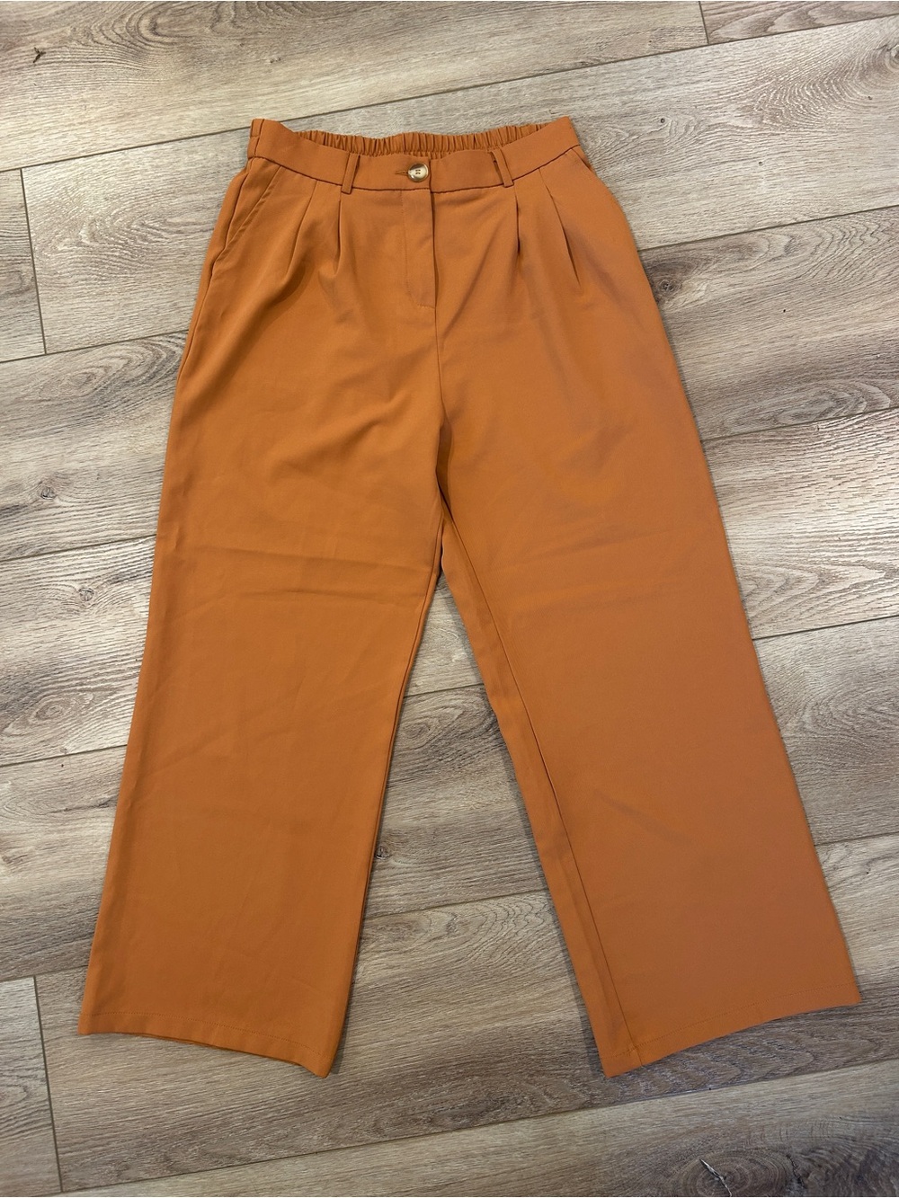 Lillusory Wide-Leg High-Rise Pants in Burnt Rust Orange